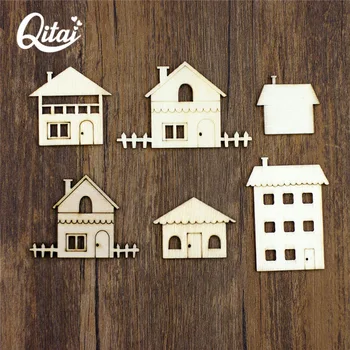 QITAI 18pcs Mediniai Skiltelės Namas Formos Kūrybos 