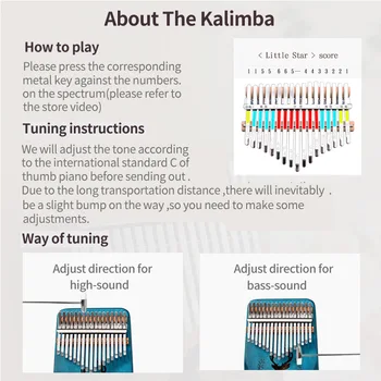 Qixingyue Kalimba 17 Klavišus Calimba Nykščio Fortepijonas Kokybės Mbira Muspor Muzikos Instrumentas, Aukštos Kokybės Raudonmedžio Kūną Su Priedu