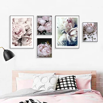 Quadro Pink Peony Gėlių Sienos Abstraktaus Meno Paveikslai Tapyba Karalius Protea Plakatų Ir Grafikos Klasika Sienos Nuotraukas, Už Kambarį