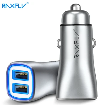 RAXFLY Automobilinis Įkroviklis Dual Prievadai USB Automobilinis Įkroviklis Huawei P20 P10 LED Ekranas Įkrauti Telefoną Automobilis-įkroviklis iPhone XS