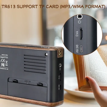 RETEKESS TR613 Nešiojamų Retro Vyresnio amžiaus Radijas 3 intervalai FM/MW/SW Support TF Card USB kabeliu Stereo Garso Įvestis (3,5 mm Ausinių Lizdas