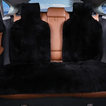 ROWNFUR Natūralių kailių Australijos avikailio automobilių sėdynių užvalkalai universalaus dydžio juodos sėdynės padengti reikmenys, automobilių 2016