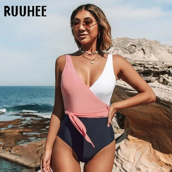 RUUHEE vientisi maudymosi kostiumėlį Moteris 2021 Push Up maudymosi Kostiumėliai Moterims Bikini Nustatyti Maudymosi Kostiumas, Paplūdimio Maudymosi Kostiumą Biquini Moteris