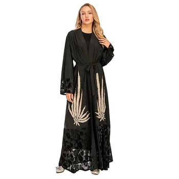Ramadanas Naujas Kimono Embbroidery Atidaryti Abayas Islamo Musulmonų Drabužiai Mados Moterų Suknelės, Abaja Dubajus