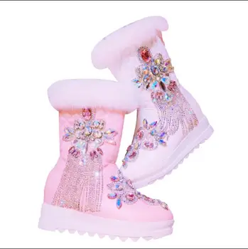 Ranka-dygliuotos kutai saldus triušio kailio sutirštės per ilgą vamzdį, vamzdis moterų medvilnės boots sniego batai