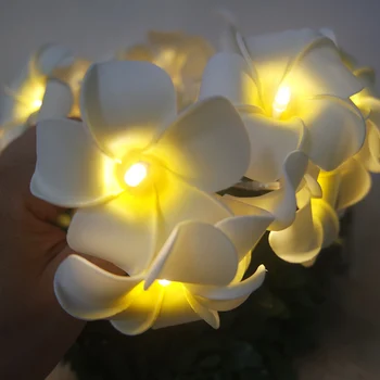 Rankų darbo frangipani LED String Žibintai, AA baterijos PE gėlių atostogų apšvietimas,Renginių Šalis girliandą dekoravimas,gėlių išdėstymas