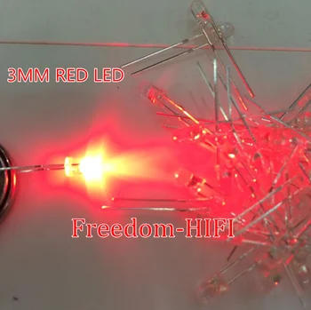 Raudonos Spalvos Naujas 1000 VNT 3mm Turas Ryškus LED Šviesos Diodai Komponentas Nustatyti 620-625NM 2.0-2.4 V F3 I=20MA LED 3MM RAUDONAS DIODAI