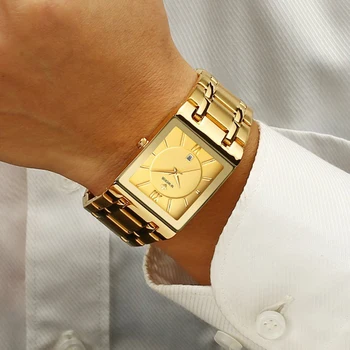 Relojes 2021 Aukso Žiūrėti Vyrų Kvarco Aikštėje laikrodis su Nerūdijančio Plieno WWOOR Top Brand Prabanga Aukso Vandeniui Data Rankiniai Laikrodžiai
