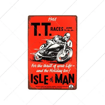 Retro TT Isle of Man Metalo Alavo Ženklai Senovinių Motociklų Plakatas Rasių Apnašas Pub Baras Garažo Sienos Meno Dekoro 20x30cm