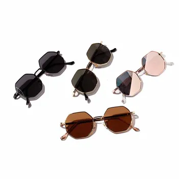 Retro daugiakampio akiniai nuo saulės Vyrų, Moterų, Prabangos rožinė Objektyvas Apvalus Akiniai nuo saulės 