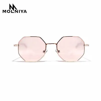 Retro daugiakampio akiniai nuo saulės Vyrų, Moterų, Prabangos rožinė Objektyvas Apvalus Akiniai nuo saulės 