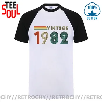 Retrochy Prekės 80s Drabužiai Derliaus 1982 T-Shirt 38. Gimtadienio Tee Viršūnes Retro, Pagaminti 1982 metais, marškinėliai vyrams 1982 m. Gimimo Metai Tee marškinėliai