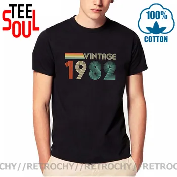Retrochy Prekės 80s Drabužiai Derliaus 1982 T-Shirt 38. Gimtadienio Tee Viršūnes Retro, Pagaminti 1982 metais, marškinėliai vyrams 1982 m. Gimimo Metai Tee marškinėliai