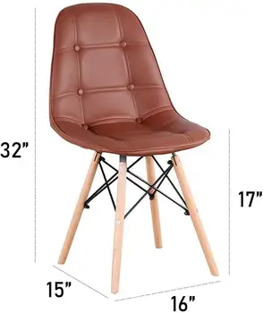 Rinkinys 8 PU odos valgomojo kėdės, tvirtas metalinis rėmas ir buko aparatūra, virtuvė, valgomasis kambarys(balta/juoda/raudona/ruda)