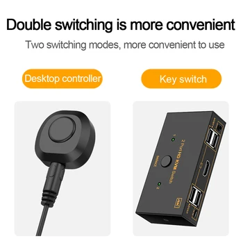 Rocketek KVM switch USB 2.0 HDMI suderinamus 4K Splitter Spausdintuvą, Pelę, Klaviatūrą Pasidalinti Switcher Langelį Kompiuterio Valdiklis Adapteris