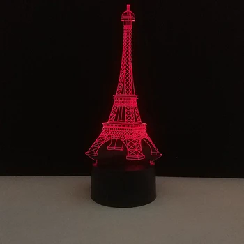 Romantiška Led Nakties Šviesos Prancūzijos Eifelio Bokšto 3D Stalo Lempa Spalvinga Mirksi Usb Stalas Šviesos Iliuzija, Miegamojo Atostogų Dovanos