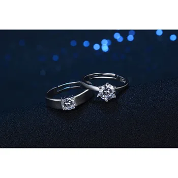 Romantiška Pažadas Pora Žiedus, Aišku, Blizga Kristalų Vestuvių Juostoje Dalyvavimo Šalies Mados Žiedas 925 Sterlingas Sidabro Papuošalai
