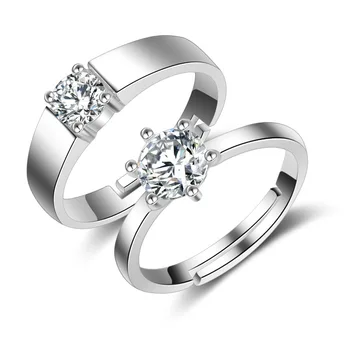 Romantiška Pažadas Pora Žiedus, Aišku, Blizga Kristalų Vestuvių Juostoje Dalyvavimo Šalies Mados Žiedas 925 Sterlingas Sidabro Papuošalai