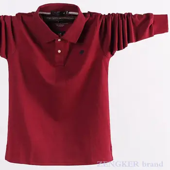 Rudenį didelis metrų drabužių, negabaritinių vyras Paulius marškinėliai atvartas vientisos spalvos ilgomis rankovėmis t-shirt vyrai POLO negabaritinių marškinėliai