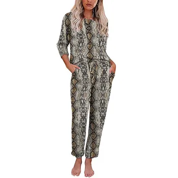 Rudenį, Žiemą Kaklaraištis Dažų Pajama Nustatyti Moterų Sleepwear Leopard Pajama Ištaigingas Dėvėti Moterų Ilgomis Rankovėmis Plius Dydžio Naktiniai Drabužiai, Namų Kostiumai