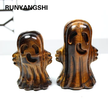 Runyangshi 2size Gamtos, tigro akis akmuo, originalus akmens, ranka raižyti dvasios formos, Helovinas Ornamentu fengshui
