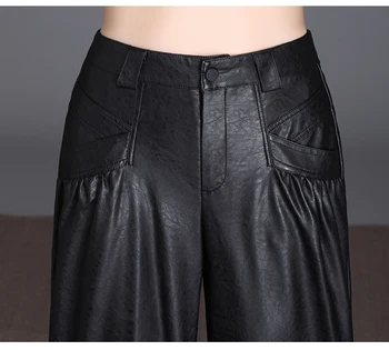 S-4XL Kelnės & Capris Haremo Kelnės Moterims Odinės Kelnės Streetwear Didelis Juosmens Žiemos Ziajać Plius Dydžio Kelnių Derliaus Juodos Kelnės 01E