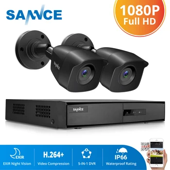 SANNCE 4CH DVR VAIZDO stebėjimo Sistema 2VNT/4PCS 2MP, ir SPINDULIŲ Lauko Apsaugos Kameros 1080P TVI CCTV DVR 1280TVL Priežiūros Rinkinys