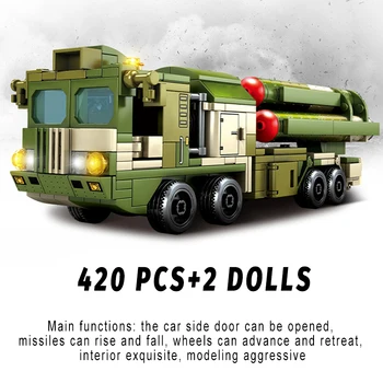 SEMBO Miestas Karinių Raketų Automobilių Sunkvežimio Modelis Blokai WW2 Mūšis Transporto priemonės Kareivis Policijos Duomenys Plytų Žaislai Vaikams