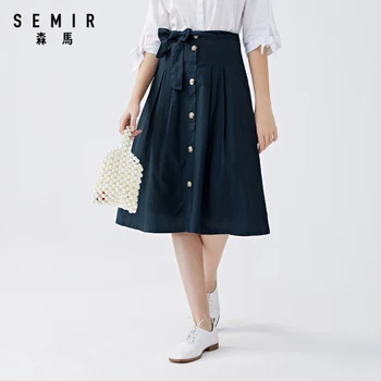 SEMIR Moterų sijonai moterims retro literatūros stilius medvilnės & patalynė trumpas sijonas 2020 naujas-line sijonas romantiška lankas mergina
