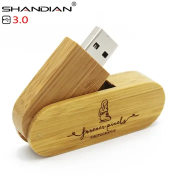 SHANDIAN USB 3.0 nemokamai logotipą mediniai nešiojami USB Flash Drive 4GB 8GB 16G 32GB 64GB Memory stick U dick vestuvių dovanos