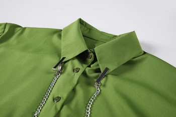 SHENGPALAE Žalioji Marškinėliai Moterų Rudenį 2021 Naujas Atvartas Apykaklės Įrašą ilgomis Rankovėmis Didelis Dydis Universalus Mados Moteriška Palaidinė 5A812