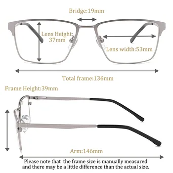 SHINU skaitymo akiniai vyrai Palaipsniui Multifocal Skaitymo Akiniai metalo aikštėje Klasikinis verslo rėmo vyrai mato Arti Ir Toli 7082