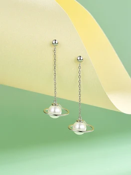 SILVERHOO S925 Sterling Silver Crystal Pearl Drop Auskarai Asmenybės Dangaus Sukimosi Moterų Auskarai Šalies Fine Jewelry