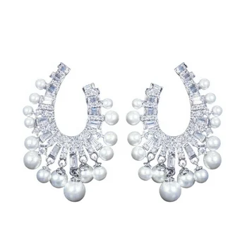 SINZRY naujas prabangus dekoratyvinis papuošalai AAA kubinis cirkonis perlas derliaus elegantiškas moteris stud auskarai