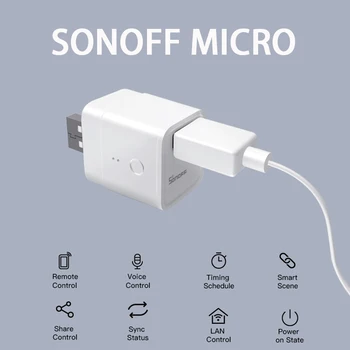 SONOFF Micro Mini Wifi USB Power USB Adapteris 5V Išmaniųjų Namų Nuotolinio Conotrol Pereiti per eWeLink APP 
