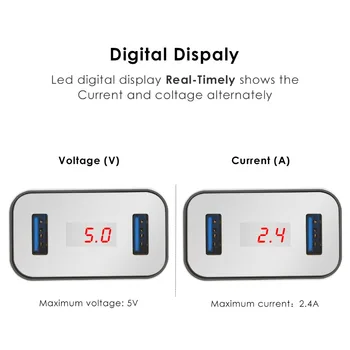 SOONHUA Dual USB LED Ekranas, Mobiliojo Telefono Įkroviklį, ES ir JAV Plug Sienos Kroviklis 5V 2.4 Protingas Greito Įkrovimo iPhone Samsung