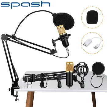 SPASH BM 800 Mic Kondensatoriaus Garso Mikrofonas Studija Mikrofonas Vokalo Įrašymas KTV Karaoke Mikrofonas su Stovu Kompiuterių