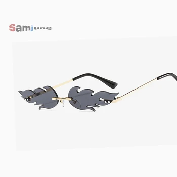 Samjune Oranžinės Liepsnos akiniai nuo saulės keistai moteriški akiniai nuo saulės ženklo dizaineris kačių akių Atspalvių Moterų Veidrodis Gaisro UV400 Akiniai