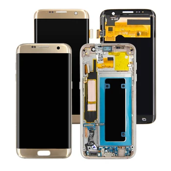 Samsung Galaxy S7 Krašto G935 G935F SM-G935F LCD Ekranas Jutiklinis Ekranas skaitmeninis keitiklis Stiklo komplektuojami su Rėmo