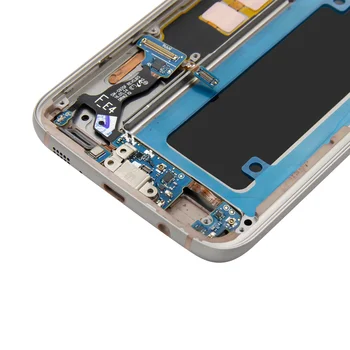 Samsung Galaxy S7 Krašto G935 G935F SM-G935F LCD Ekranas Jutiklinis Ekranas skaitmeninis keitiklis Stiklo komplektuojami su Rėmo