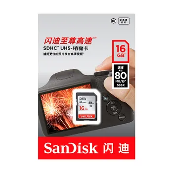 SanDisk Ultra 16GB 32GB 64GB Class 10, SD SDHC SDXC Atminties Kortelę į SD kortelę 128GB 80MB/s Fotoaparato Parama europos sąjungos Oficialusis Patikra