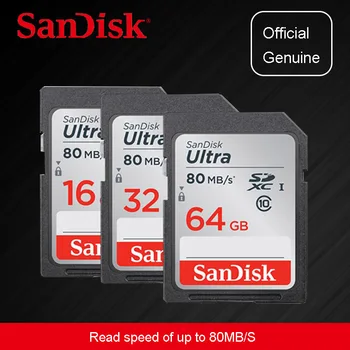 SanDisk Ultra 16GB 32GB 64GB Class 10, SD SDHC SDXC Atminties Kortelę į SD kortelę 128GB 80MB/s Fotoaparato Parama europos sąjungos Oficialusis Patikra