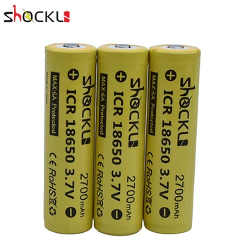 Saugomų 18650 baterija Shockli 18650), 3,7 V 2700mAh, li-ion įkraunama baterija su apsaugos PCB didelės galios fotoblykstės