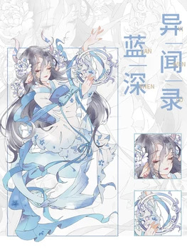 Senovės Kinų Stiliaus Charakterio Mergina Mėlyna Washi Tape Speciali Alyva