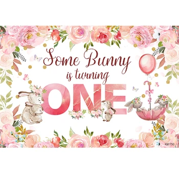 Sensfun Cute Bunny Backdrops Fotografijos Gėlės, Balionai, Baby Shower Naujagimiams, Vaikams, 1-asis Gimtadienis Sluoksnių Užsakymą Photocall