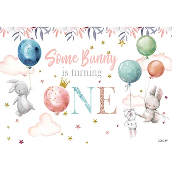 Sensfun Cute Bunny Backdrops Fotografijos Gėlės, Balionai, Baby Shower Naujagimiams, Vaikams, 1-asis Gimtadienis Sluoksnių Užsakymą Photocall