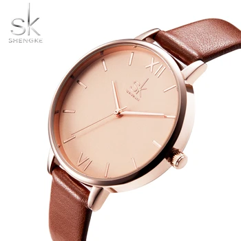Shengke Moterų Laikrodžiai Prabangos Prekės ženklo Laikrodį Odos Moterims Žiūrėti Mados Ponios Ženevos Kvarcinis Laikrodis Relogio Feminino Naujas SK