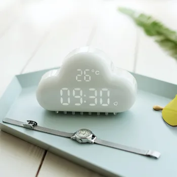 Silent Šviesos Elektroninis Laikrodis Balsu Smart Alarm Clock, White Cloud Laikrodis Magnetas Adsorbcijos Bell nemokamas Linija