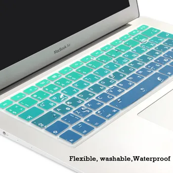 Silikono ES/JK rusų abėcėlė Gradiento Spalvos Klaviatūros Dangtelio Lipdukai apsaugos MacBook Air 13