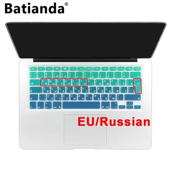 Silikono ES/JK rusų abėcėlė Gradiento Spalvos Klaviatūros Dangtelio Lipdukai apsaugos MacBook Air 13